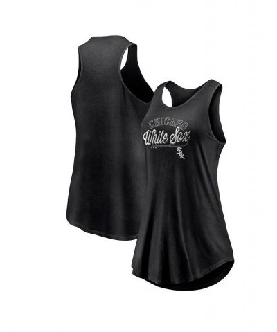 Women's Branded Black Chicago White Sox Simplicity Swing Racerback Scoop Neck Tank Top Black $16.40 Tops