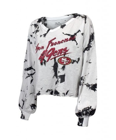 Women's George Kittle White San Francisco 49ers Off-Shoulder Tie-Dye Name and Number Long Sleeve V-Neck T-shirt White $33.60 ...