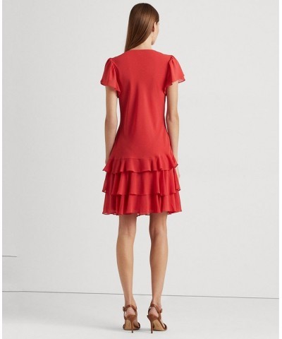 Women's Georgette Drop-Waist Dress Red $36.90 Dresses