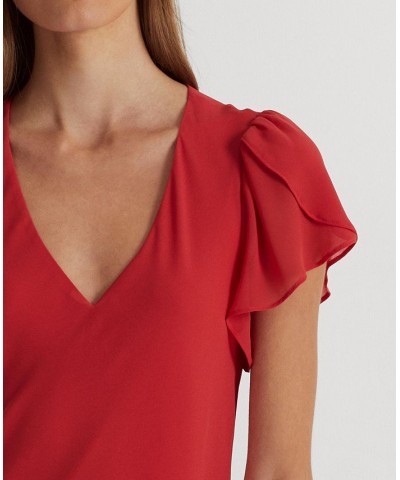 Women's Georgette Drop-Waist Dress Red $36.90 Dresses