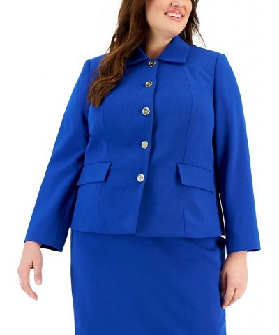 Plus Size Crepe Wing-Collar Jacket & Slim Skirt Suit White $51.00 Skirts