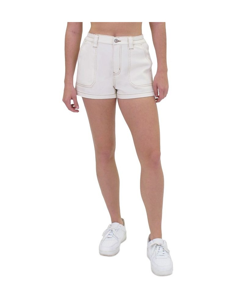 Juniors' Elasticized-Waistband Mom Shorts Ecru Rinse $25.20 Shorts