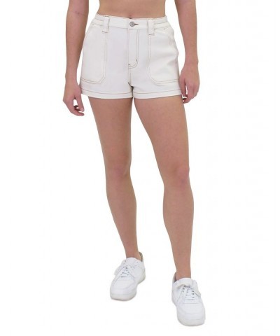 Juniors' Elasticized-Waistband Mom Shorts Ecru Rinse $25.20 Shorts