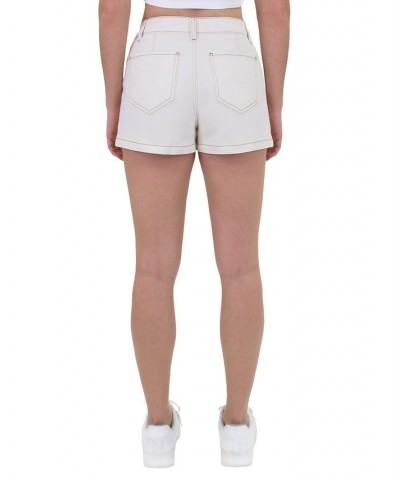 Juniors' Elasticized-Waistband Mom Shorts Ecru Rinse $25.20 Shorts