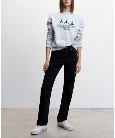 Women's Embroidered Message Sweatshirt Light Heather Gray $30.80 Tops