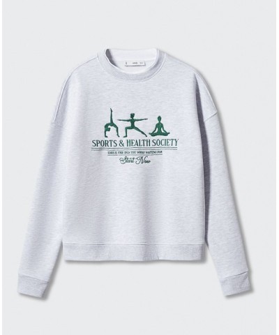 Women's Embroidered Message Sweatshirt Light Heather Gray $30.80 Tops