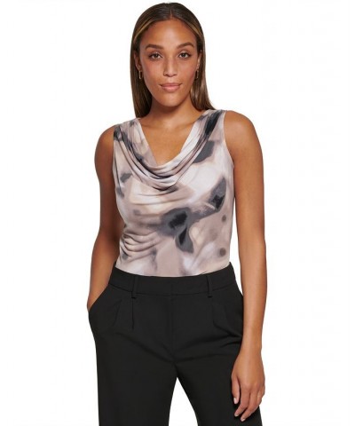 Printed Cowl Neck Top Parchment Multi $17.73 Tops