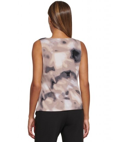 Printed Cowl Neck Top Parchment Multi $17.73 Tops