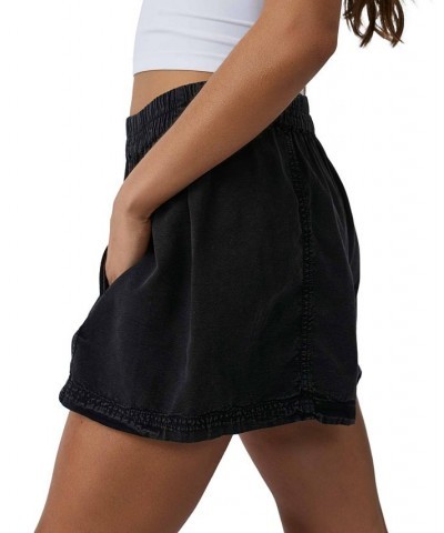 Women's Get Free Poplin Pull-On Shorts Black $36.72 Shorts