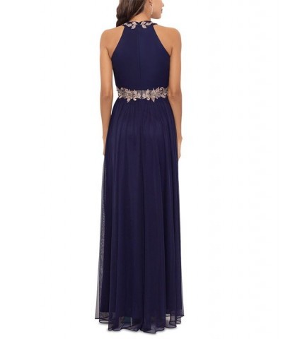 Women's Embellished Appliqué-Trimmed Gown Navy Rose $128.57 Dresses