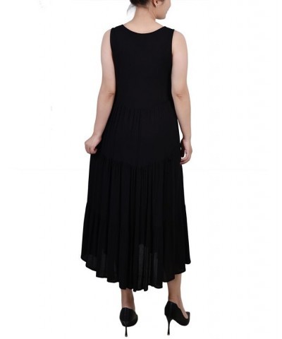 Petite Sleeveless Surplice Tiered Dress Black $23.01 Dresses