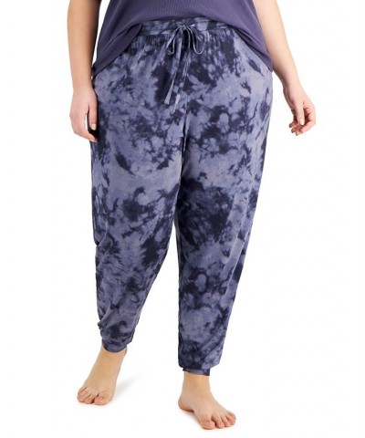 Plus Size Printed Smocked Jogger Pajama Pants Blue $12.43 Sleepwear
