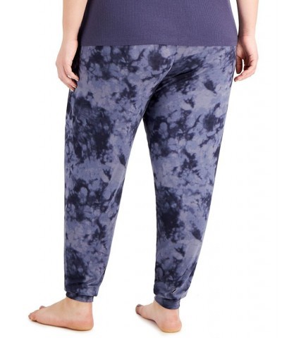 Plus Size Printed Smocked Jogger Pajama Pants Blue $12.43 Sleepwear