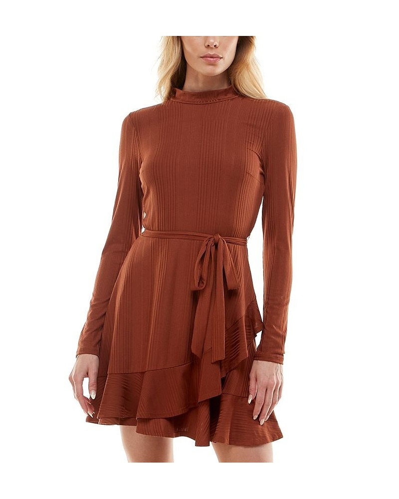 Juniors' Variegated Rib-Knit Fit & Flare Dress Cinnamon $18.40 Dresses