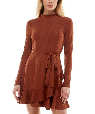 Juniors' Variegated Rib-Knit Fit & Flare Dress Cinnamon $18.40 Dresses