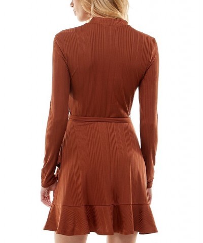 Juniors' Variegated Rib-Knit Fit & Flare Dress Cinnamon $18.40 Dresses