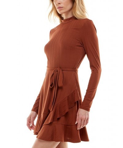 Juniors' Variegated Rib-Knit Fit & Flare Dress Cinnamon $18.40 Dresses