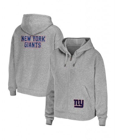 Women's Heathered Gray New York Giants Team Full-Zip Hoodie Heathered Gray $50.99 Sweatshirts