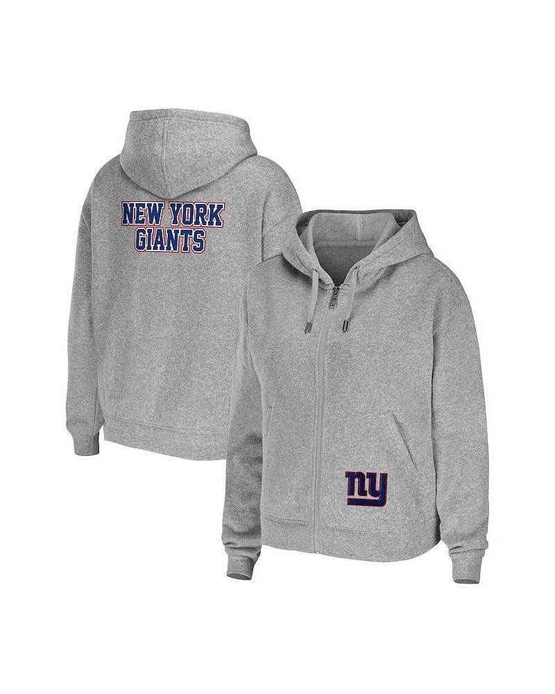 Women's Heathered Gray New York Giants Team Full-Zip Hoodie Heathered Gray $50.99 Sweatshirts