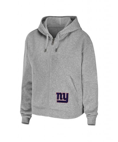 Women's Heathered Gray New York Giants Team Full-Zip Hoodie Heathered Gray $50.99 Sweatshirts