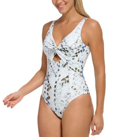 Women's Peek-a-Boo Twist One-Piece Swimsuit Jumbo Multi Snake Splash Multi $48.38 Swimsuits