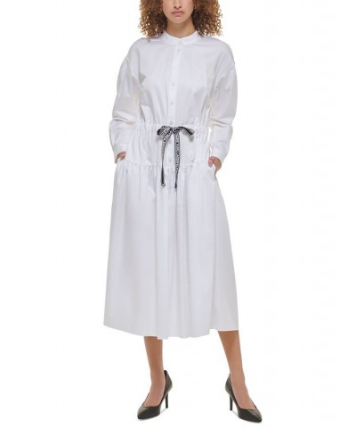 Women's Cotton Tie-Waist Maxi Dress White $68.88 Dresses