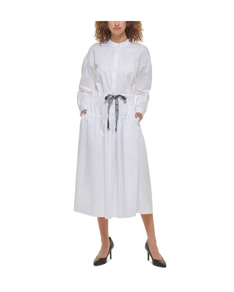 Women's Cotton Tie-Waist Maxi Dress White $68.88 Dresses