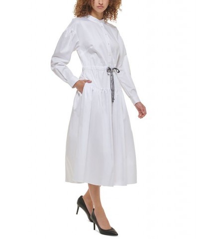 Women's Cotton Tie-Waist Maxi Dress White $68.88 Dresses