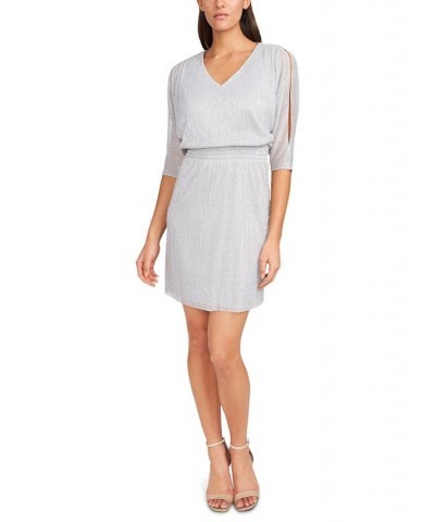 Metallic Chiffon Sheath Dress Silver $45.39 Dresses