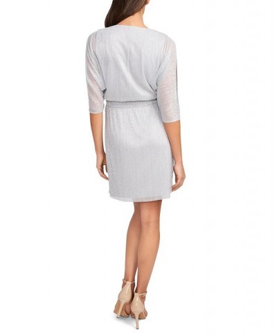 Metallic Chiffon Sheath Dress Silver $45.39 Dresses