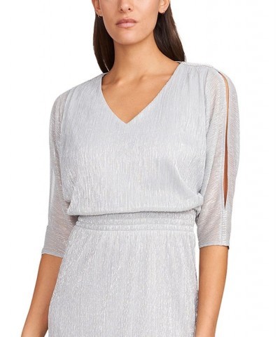 Metallic Chiffon Sheath Dress Silver $45.39 Dresses