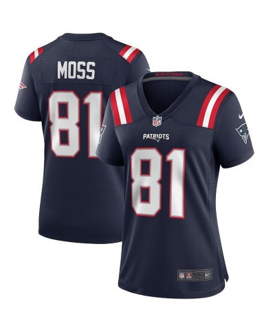 Women's Randy Moss Navy New England Patriots Game Retired Player Jersey Navy $67.20 Jersey