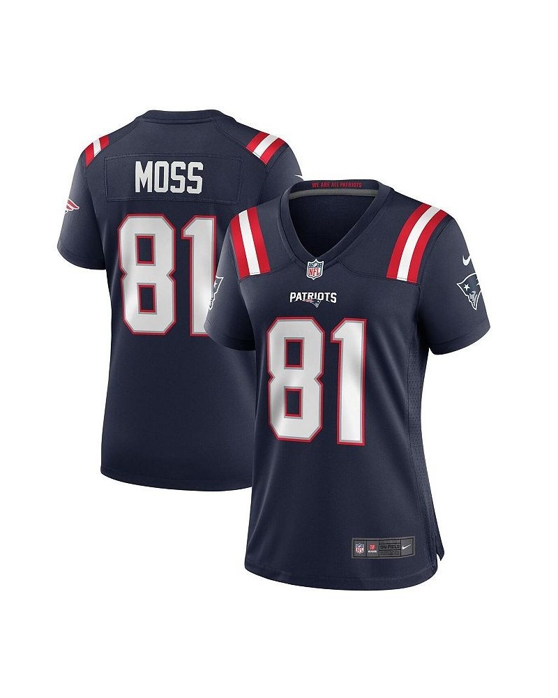 Women's Randy Moss Navy New England Patriots Game Retired Player Jersey Navy $67.20 Jersey