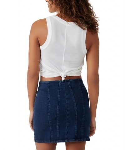 Women's Layla Denim Zip-Front Mini Skirt Deep Indigo $35.88 Skirts