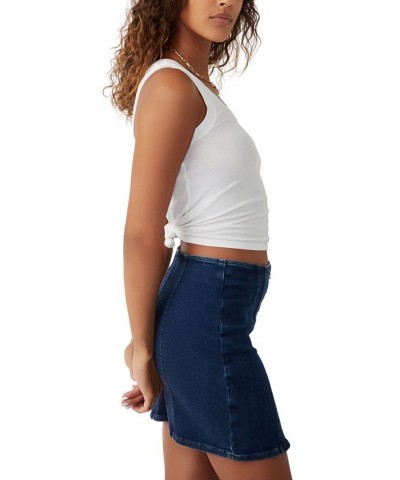 Women's Layla Denim Zip-Front Mini Skirt Deep Indigo $35.88 Skirts