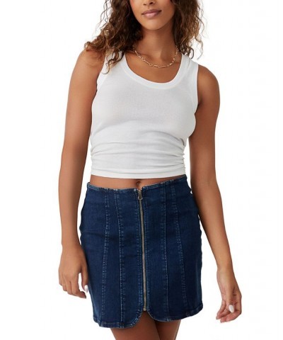 Women's Layla Denim Zip-Front Mini Skirt Deep Indigo $35.88 Skirts