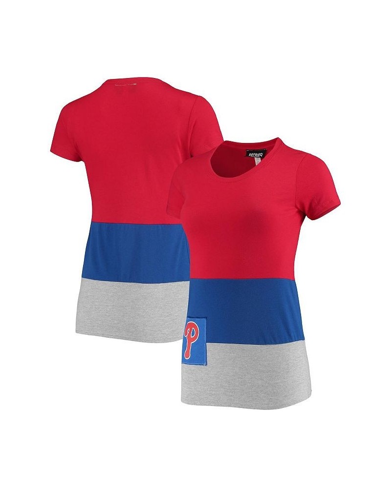 Women's Red Philadelphia Phillies Fitted T-shirt Red $24.60 Tops