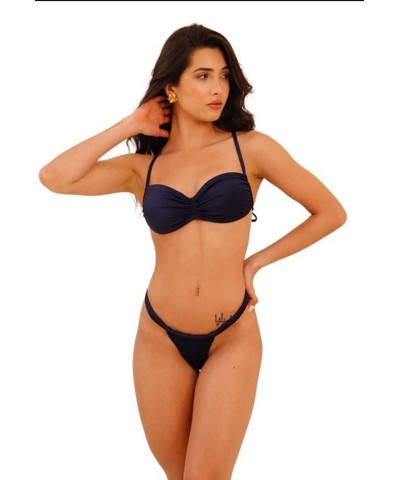 Trevi Bikini Set - Bandeau Top - Scrunch Thong Bottom - Dark Blue Dark blue $71.52 Swimsuits