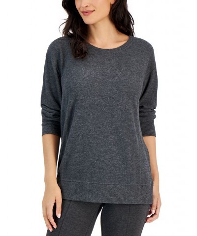 Women's Brushed Knit Crewneck Top Charcoal $16.07 Tops