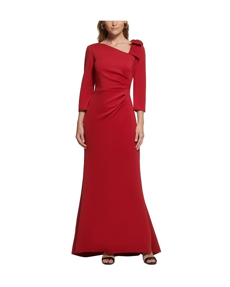 Women's Pleated-Waist Bow-Detail Gown Ruby $24.44 Dresses