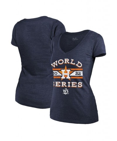 Women's Threads Navy Houston Astros 2022 World Series Modest V-Neck T-shirt Navy $28.49 Tops