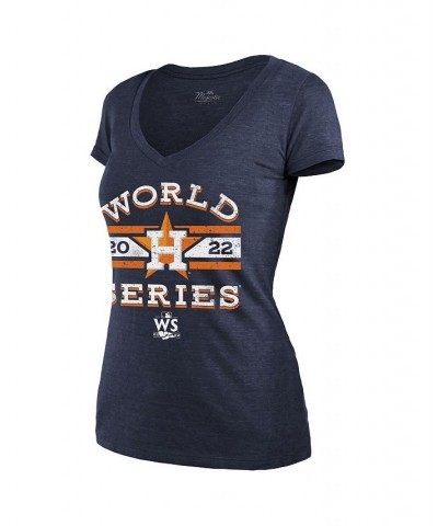 Women's Threads Navy Houston Astros 2022 World Series Modest V-Neck T-shirt Navy $28.49 Tops