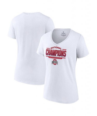 Women's Branded White Ohio State Buckeyes 2022 NCAA Women's Ice Hockey National Champions V-Neck T-shirt White $26.99 Tops