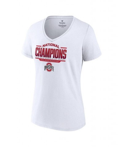 Women's Branded White Ohio State Buckeyes 2022 NCAA Women's Ice Hockey National Champions V-Neck T-shirt White $26.99 Tops