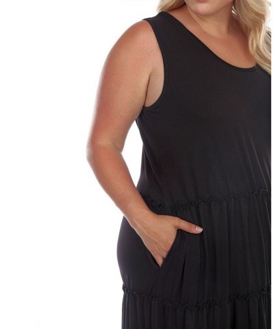 Plus Size Scoop Neck Tiered Midi Dress Black $27.20 Dresses