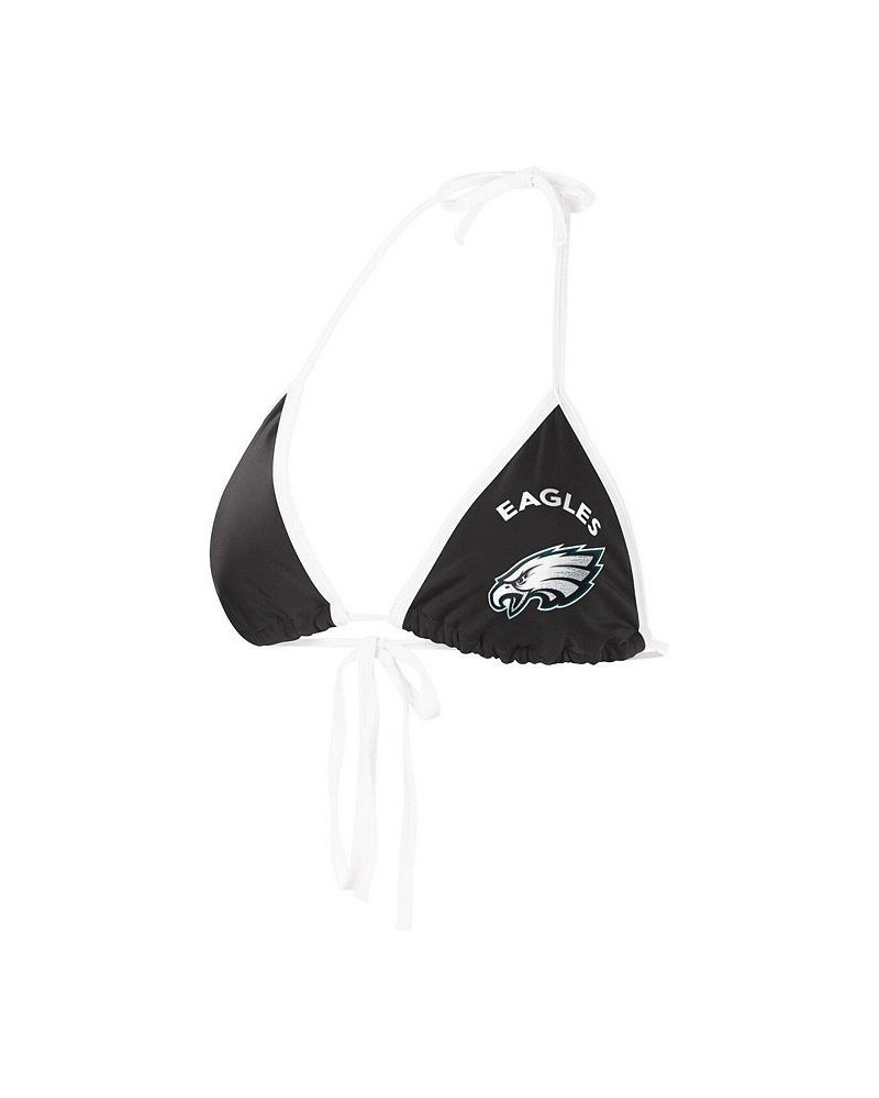 Women's Black Philadelphia Eagles Perfect Match Bikini Top Black $23.84 Swimsuits