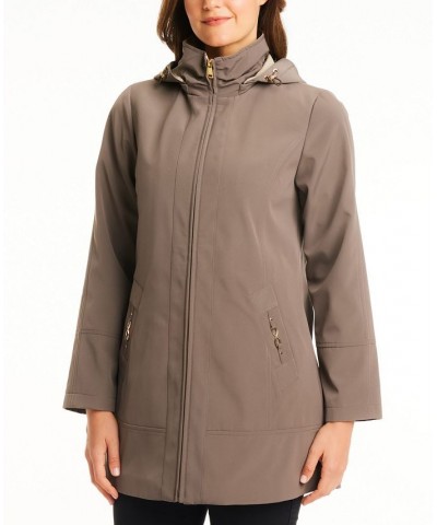 Women's Hooded Raincoat Taupe $72.00 Coats
