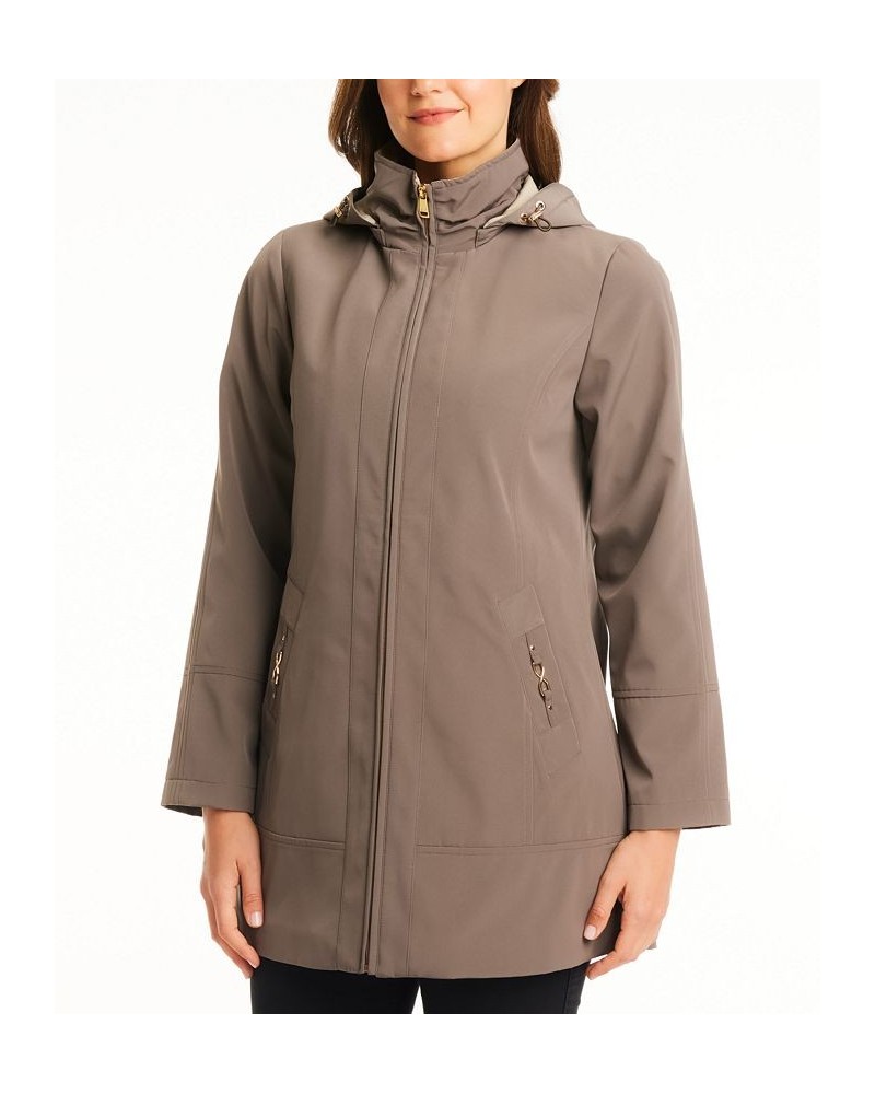 Women's Hooded Raincoat Taupe $72.00 Coats