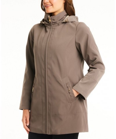 Women's Hooded Raincoat Taupe $72.00 Coats