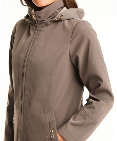 Women's Hooded Raincoat Taupe $72.00 Coats